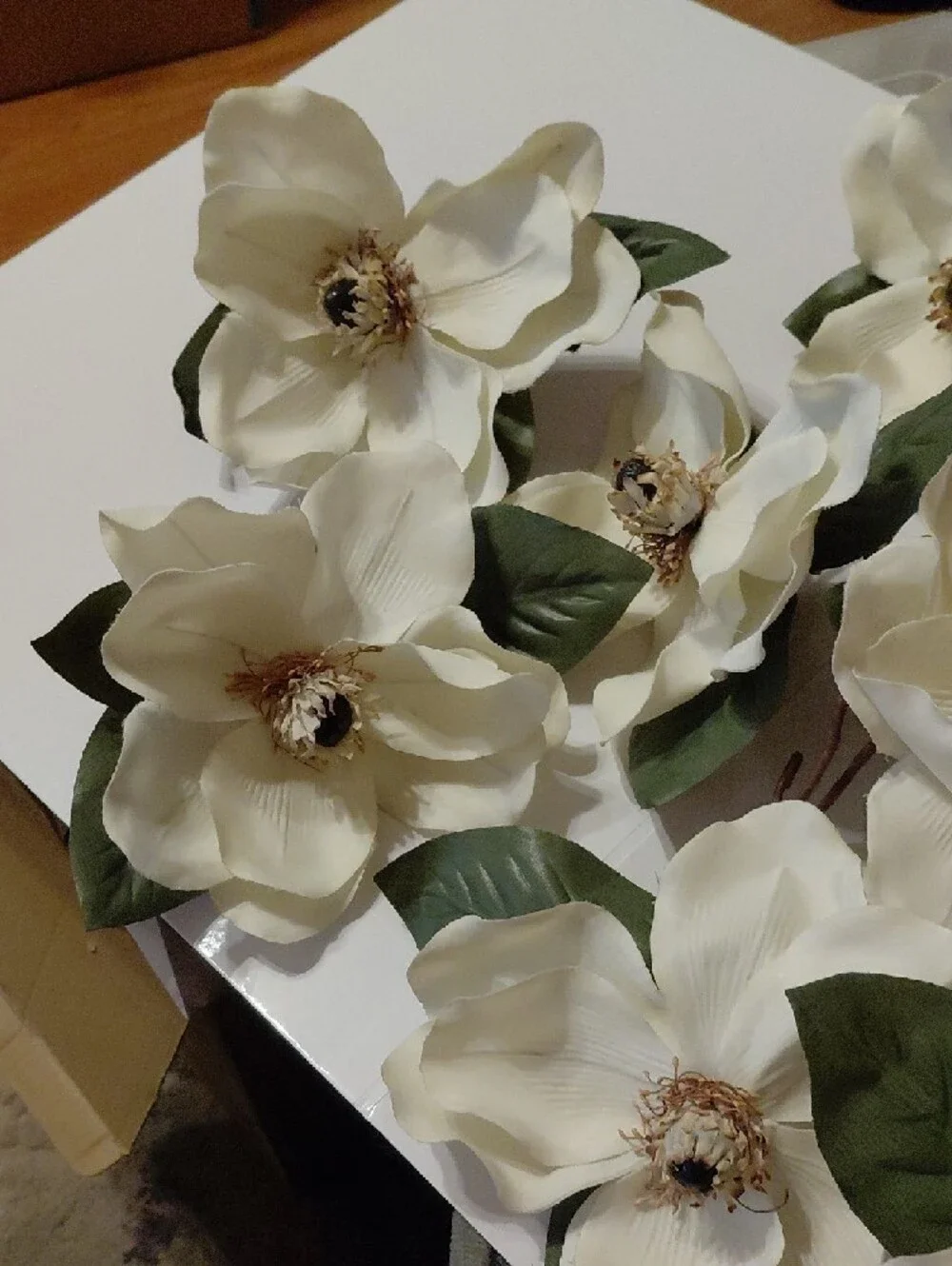 Silk Magnolia Stem Bouquet in Cream and Green - Home Accents